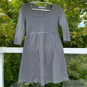 long-sleeve striped skater dress